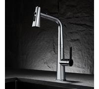 BiaoTeng Kitchen Mixer Taps 1 Hole Pull Out Spray 360 Swivel 3 Mode Hot and Cold Kitchen Sink Mixer Tap Brass Chrome