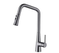 BiaoTeng Kitchen Sink Mixer Tap One Hole 3 Mode Hot and Cold Kitchen Sink Taps Mixer with Pull Out Spray Brass Grey