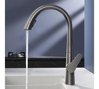 BiaoTeng Kitchen Sink Taps Mixer with Pull Out Spray 2 Mode 360 Swivel Hot and Cold One Hole Brass Kitchen Mixer Tap Brass Grey