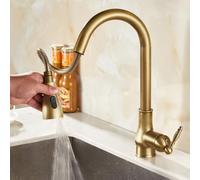 BiaoTeng Kitchen Tap Pull Out Retro with 360 Rotatable 3 Functions Hot and Cold Brass Antique Bronze Kitchen Taps Single Hole