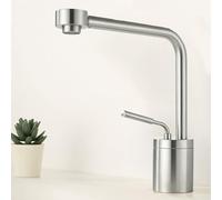 BiaoTeng Mixer Tap Bathroom Sink One Hole 360 Swivel Hot and Cold Brass Bathroom Sink Taps Modern Brushed Silver