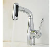 BiaoTeng Modern Bathroom Tap with Pull Out Hose Brass Chrome