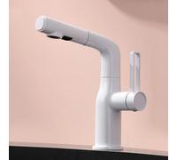 BiaoTeng Modern Bathroom Tap with Pull Out Hose Brass White