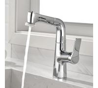 BiaoTeng Modern Pull Out Bathroom Basin Tap Brass Chrome