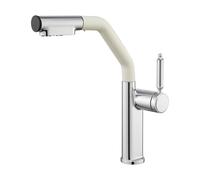 BiaoTeng Pull Out Bathroom Mixer Basin Tap 2 Functions Hot and Cold Brass Bathroom Sink Mixer Taps 1 Hole Chrome + Milk White