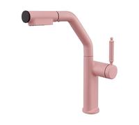 BiaoTeng Pull Out Bathroom Mixer Basin Tap 2 Functions Hot and Cold Brass Bathroom Sink Mixer Taps 1 Hole Pink