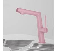 BiaoTeng Pull Out Bathroom Mixer Basin Tap 3 Functions Hot and Cold Brass Bathroom Basin Mixer Taps One Hole Pink