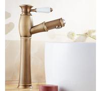BiaoTeng Pull Out Bathroom Mixer Basin Tap Retro Hot and Cold Antique Brass Mixer Taps for Bathroom Basin 1 Hole