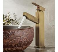 BiaoTeng Pull Out Bathroom Mixer Basin Tap Retro Hot and Cold Bathroom Sink Mixer Tap Vintage Single Hole Brass