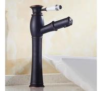 BiaoTeng Pull Out Bathroom Mixer Basin Tap Retro Hot and Cold Vintage Style Bathroom Sink Taps 1 Hole Brass Black