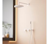 BiaoTeng Rainfall Shower Head and Hose Set Hot and Cold Brass Concealed Shower Set White