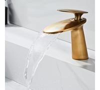 BiaoTeng Retro Bathroom Waterfall Mixer Taps for Sink Hot and Cold Brass Bathroom Basin Mixer Tap 1 Hole Antique