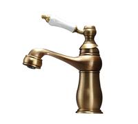 BiaoTeng Retro Brass Bathroom Basin Mixer Tap, Single Hole, Ceramic Valve, Antique Brass Finish