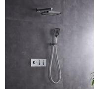 BiaoTeng Round Brass Concealed Shower Set Wall Mounted, 3 Mode Handheld Hot and Cold Modern Shower System Wall Mounted Chrome