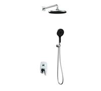 BiaoTeng Round Concealed Shower Mixer Set, 3 Mode Handheld Hot and Cold Brass Modern Shower System Rainfall Chrome