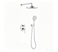 BiaoTeng Round Concealed Shower System Set, 3 Mode Handheld Hot and Cold Brass Modern Concealed Shower Mixer Set Chrome