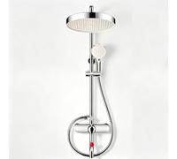 BiaoTeng Round Head Shower Set 4 Mode Handheld Showerhead, Hot and Cold Brass Shower Mixer Set Wall Mounted Single Handle Chrome