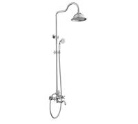 BiaoTeng Round Modern Shower Set 3 Functions, Hot and Cold Brass Shower System Set Double Cross Handle Chrome