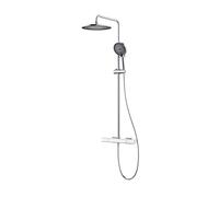 BiaoTeng Round Modern Shower Set 3 Mode Handheld Showerhead, Hot and Cold Brass Shower Mixer Set Wall Mounted Single Handle Chrome