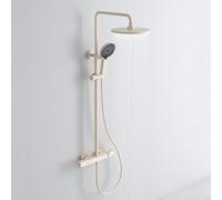 BiaoTeng Round Modern Shower Set 3 Mode Handheld Showerhead, Hot and Cold Brass Shower Mixer Set Wall Mounted Single Handle Milky White