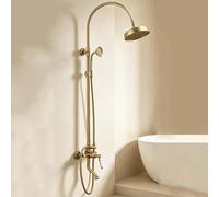 BiaoTeng Round Shower System Set 3 Functions, Hot and Cold Brass Adjustable Shower Set Single Handle Antique