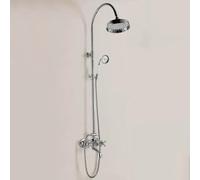BiaoTeng Round Shower System Set 3 Functions, Hot and Cold Brass Modern Shower Set Double Cross Handle Chrome
