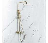 BiaoTeng Round Shower System Set 3 Mode Handheld Showerhead, Hot and Cold Brass 3 in 1 Shower Set Single Handle Gold