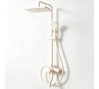 BiaoTeng Shower Mixer Sets for Bathroom 3 Mode Handheld Showerhead, Hot and Cold Brass Shower System Set Single Handle Milky White