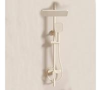 BiaoTeng Shower Set with Mixer Tap Showerhead 3 Modes, Hot and Cold Brass Shower Kit Set Single Handle Milky White