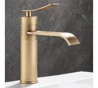 BiaoTeng Single Hole Bathroom Tap Waterfall with 360 Rotatable Hot and Cold Vintage Bathroom Sink Taps Single Handle Brass