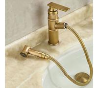BiaoTeng Single Lever Bathroom Basin Mixer Tap with Pull Out Spray Hot and Cold Antique Brass Bathroom Sink Taps 1 Hole
