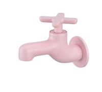 BiaoTeng Single Lever Cold Water Tap Wall Mounted Pink | 1/2 Inch Single Cold Water Basin Tap with Cross Handle Brass for Bathroom Garden Mop Pool