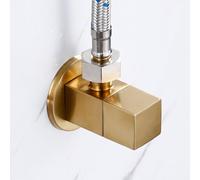 BiaoTeng Square Angle Valves Brushed Gold | 1/2 Angle Valve 1/2 Inch Shut Off Valve Brass Wall Mounted Hot and Cold Water Universal for Basin Sink Bathroom Kitchen