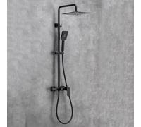 BiaoTeng Square Rainfall Shower Kit 3 Mode Handheld Showerhead, Hot and Cold Brass Shower Mixer Set Wall Mounted Single Handle Black