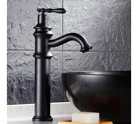 BiaoTeng Tall Black Mixer Tap Bathroom Sink Hot and Cold Brass Retro Vintage Bathroom Taps Single Hole