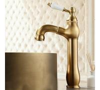 BiaoTeng Tall Pull Out Bathroom Mixer Basin Tap Vintage Hot and Cold Antique Brass Bathroom Sink Taps Single Hole