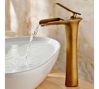 BiaoTeng Tall Sink Taps for Bathroom Basin Waterfall Hot and Cold Brass Single Handle Mixer Tap Bathroom Antique