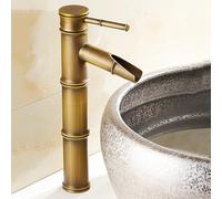 BiaoTeng Tall Sink Taps for Bathroom Basin Waterfall Hot and Cold Brass Single Hole Bathroom Sink Mixer Tap Vintage