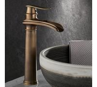 BiaoTeng Tall Waterfall Taps for Bathroom Sink Single Handle Hot and Cold Vintage Style Bathroom Sink Taps 1 Hole Brass
