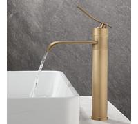 BiaoTeng Tall Waterfall Taps for Bathroom Sink Single Handle with 360 Rotatable Hot and Cold Bathroom Sink Mixer Tap Retro 1 Hole Brass