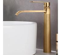 BiaoTeng Tall Waterfall Taps for Bathroom Sink Single Handle with 360 Rotatable Hot and Cold Single Hole Vintage Bathroom Tap Brass