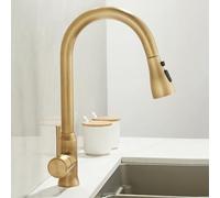 BiaoTeng Vintage Kitchen Tap Pull Out with 360 Rotatable 3 Functions Hot and Cold Brass Kitchen Sink Taps Mixer One Hole Retro