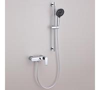 BiaoTeng Wall Mounted Bath Mixer Taps with Shower 6 Function Hot and Cold Brass Bath Shower Mixer Tap Wall Mount Single Handle Chrome