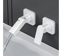BiaoTeng Wall Mounted Bathroom Sink Taps Foldable Hot and Cold Single Handle Brass Concealed Basin Tap Wall Mount White