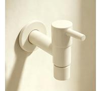 BiaoTeng Wall Mounted Cold Water Tap for Mop Pool Milky White | Garden Wall Mount Water Tap Stainless Steel Single Lever G1/2 Connection for Bathroom