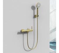 BiaoTeng Wall-Mounted Single Lever Faucet Bathroom Bath Hand Shower Mixer Taps 3 Mode Hot and Cold Brass Modern Bath Shower Mixer Taps 150mm Brushed Gold