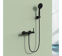 BiaoTeng Wall-Mounted Single Lever Faucet Bathroom Bath Hand Shower Mixer Taps 3 Mode Hot and Cold Brass Modern Bath Shower Mixer Taps 150mm Black