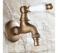 BiaoTeng Washing Machine Faucet Wall Mount Vintage Garden Tap | Outside Brass Garden Taps 1/2 Inch Cold Water for Bathroom Washing Machine