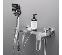 BiaoTeng Waterfall Bath Taps with Shower Attachment Silver