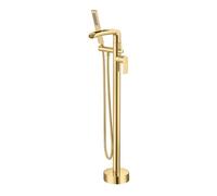 BiaoTeng Waterfall Freestanding Bath Tap Hot and Cold Single Handle Brass Floor Standing Waterfall Bath Taps Gold